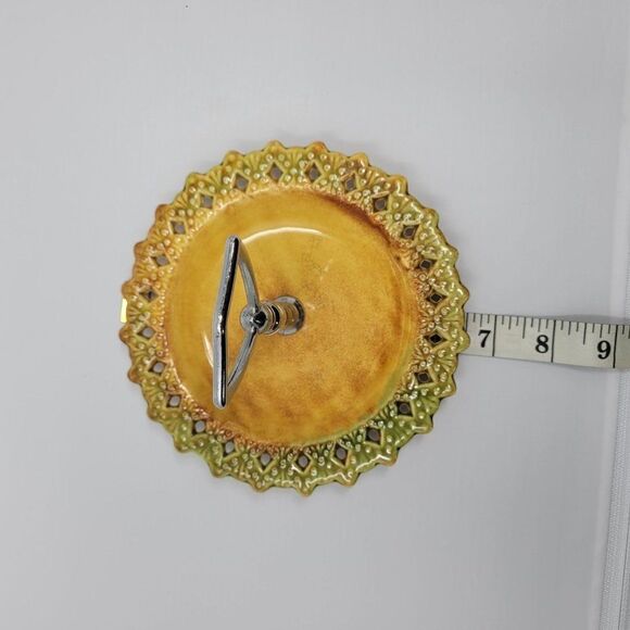 Vintage Mid Century Modern Tidbit Trays Serving Dish Mustard Avocado Top Handle - Picture 4 of 7